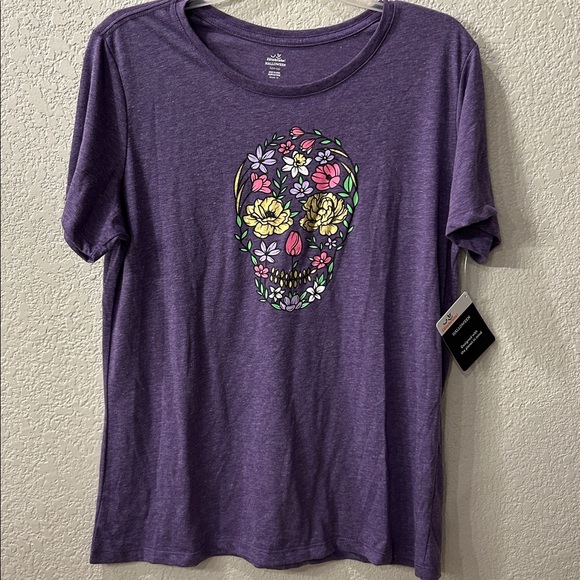 🎉6 for $30🎉 NWT Women's Flower Skull Halloween Dia De Los Muertos Tee - Picture 4 of 7
